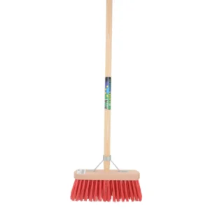 Bezem fsc 29cm, kunstvezel rood+steel