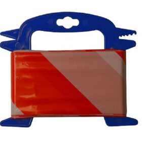 Afzetlint rood/wit 8cm 50m.