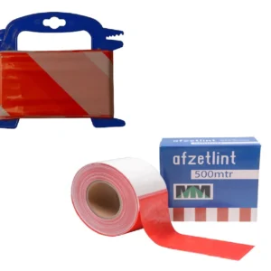 Afzetlint rood/wit -mm- 8cm 500m.