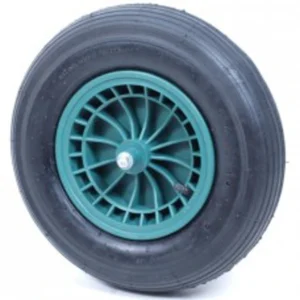 Wiel 4.00x8, 2ply band, kunststof velg groen, as 13cm -mm-